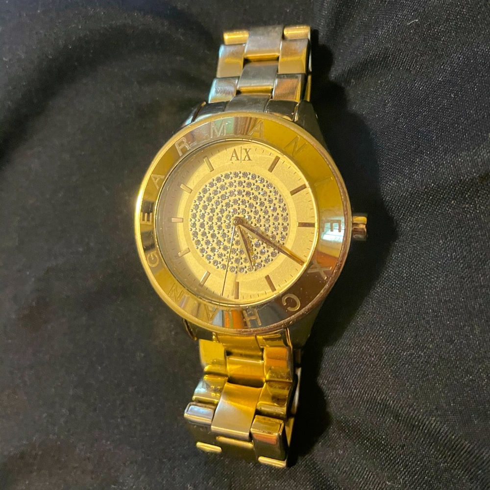 Armani Exchange Ladies Gold Watch Gem